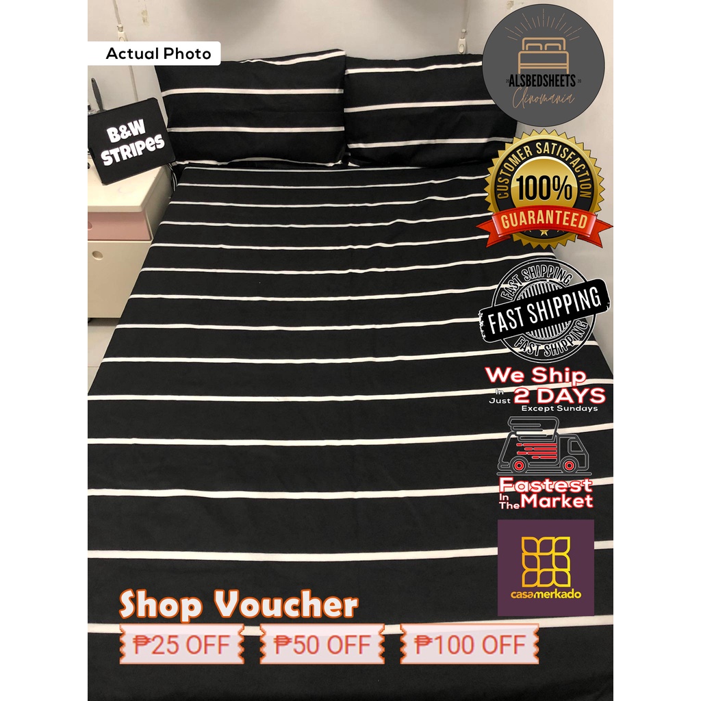 Black And White Stripes Bedsheets 100 Premium Canadian Cotton