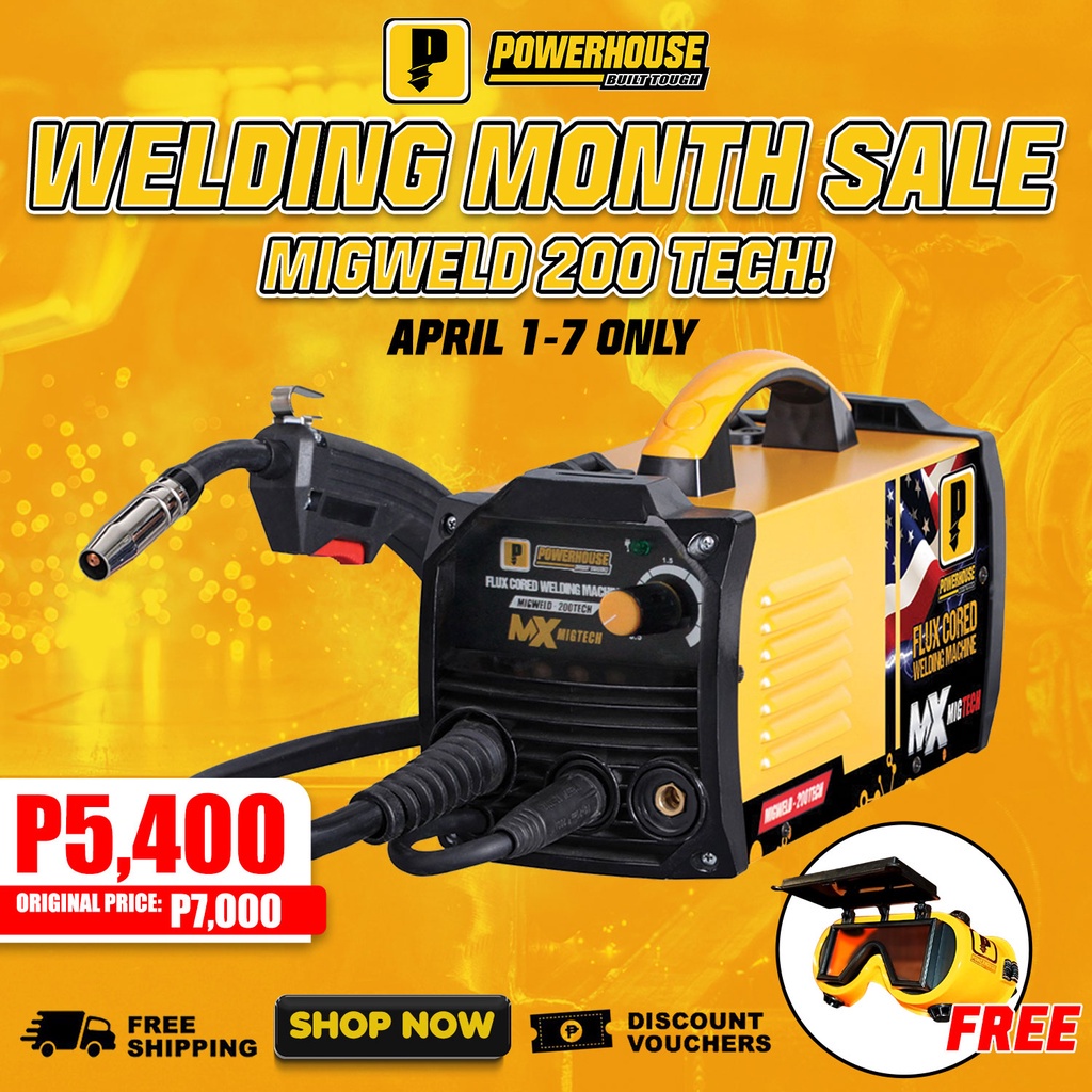 POWERHOUSE USA MIGWELD200TECH Gasless MIG Inverter Flux Cored Welding