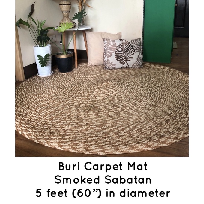 FREE SHIPPING!!Native Buri Round Carpet Mat Smoked Sabatan (5 feet