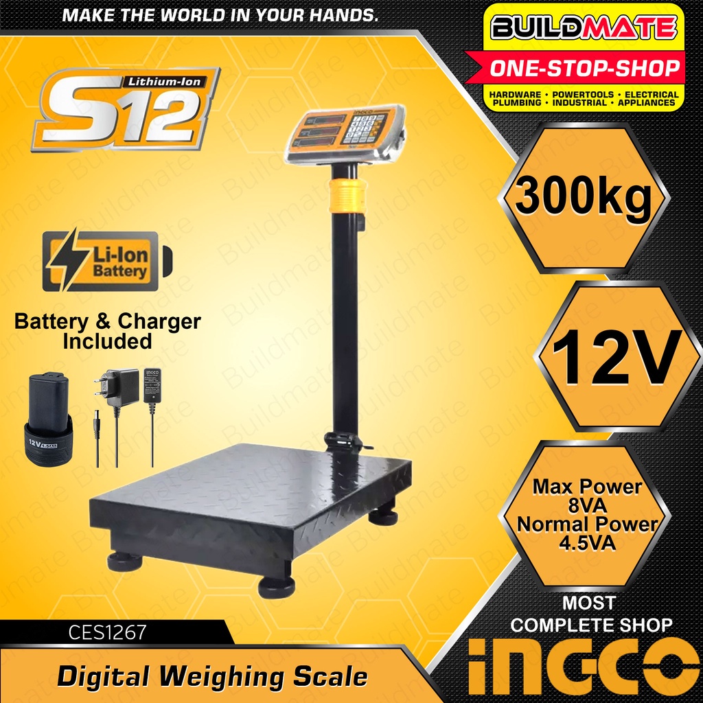 INGCO Lithium Ion Battery Operated Weighing Scale 12V CES1267 with
