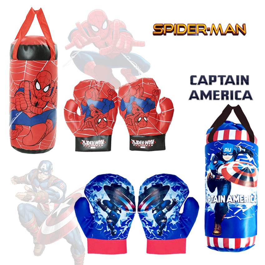 Captain America Spiderman Boxing Sandbag Punching Bag Set For Kid With