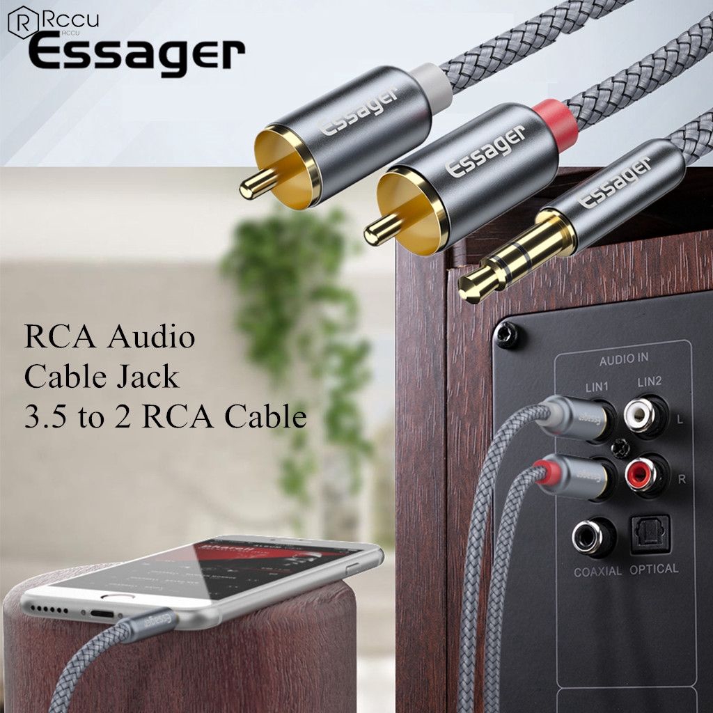 Essager RCA Audio Cable Jack 3.5 to 2 RCA Cable 3.5mm / 2RCA Male