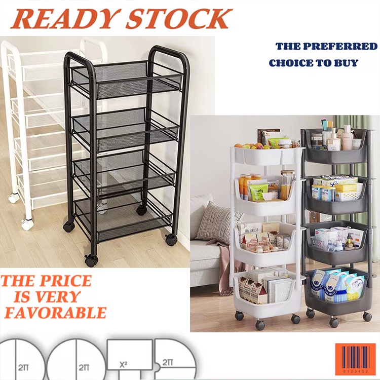 COD 4 layer Bath Rack Bathroom Shelves Rolling Trolley Kitchen