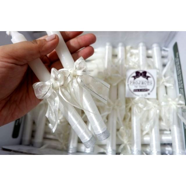 White Baptismal Candles / Christening Candles Shopee Philippines