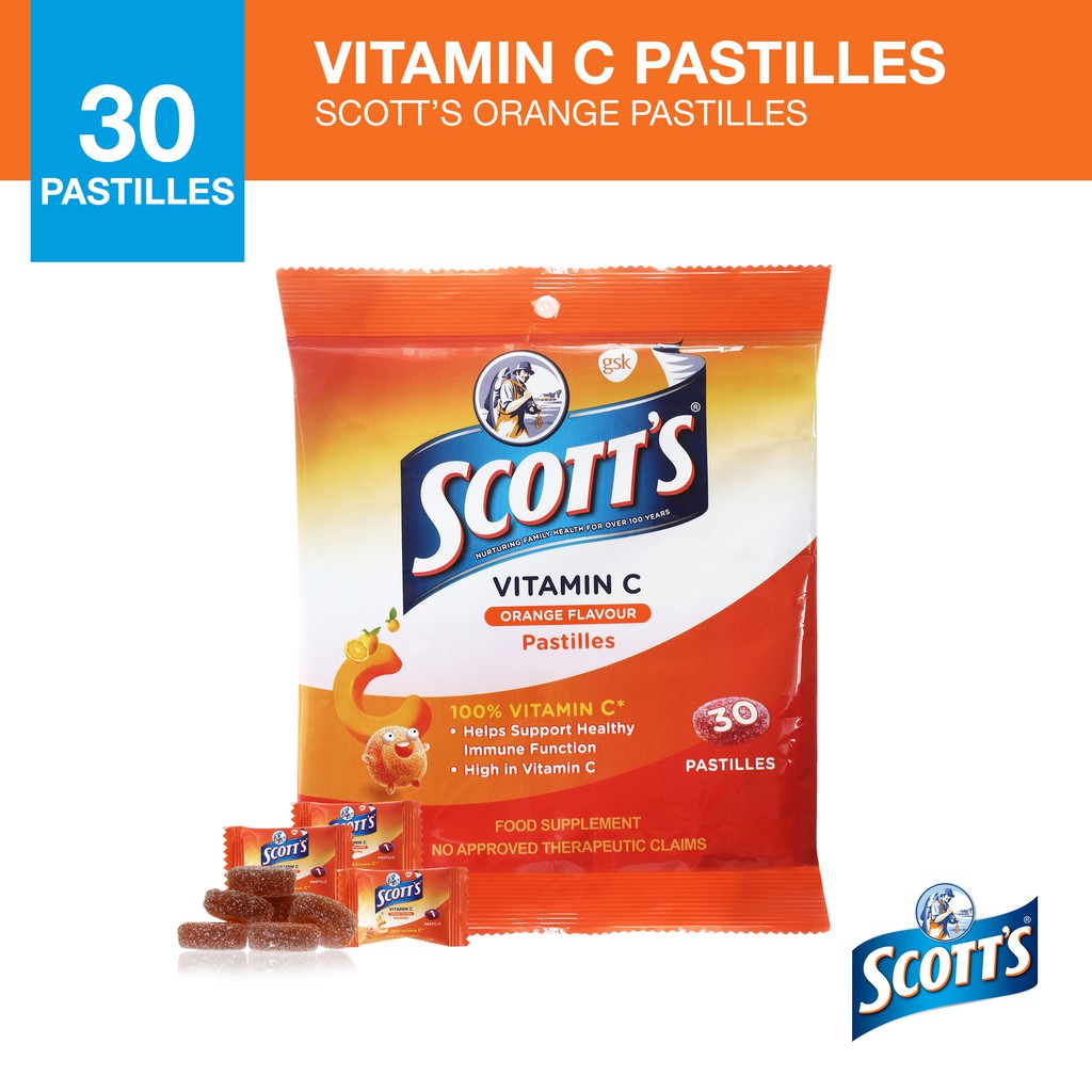 Scott's Vitamin C Pastilles Orange Flavour for Kids and Adults Immunity 30s Shopee Philippines