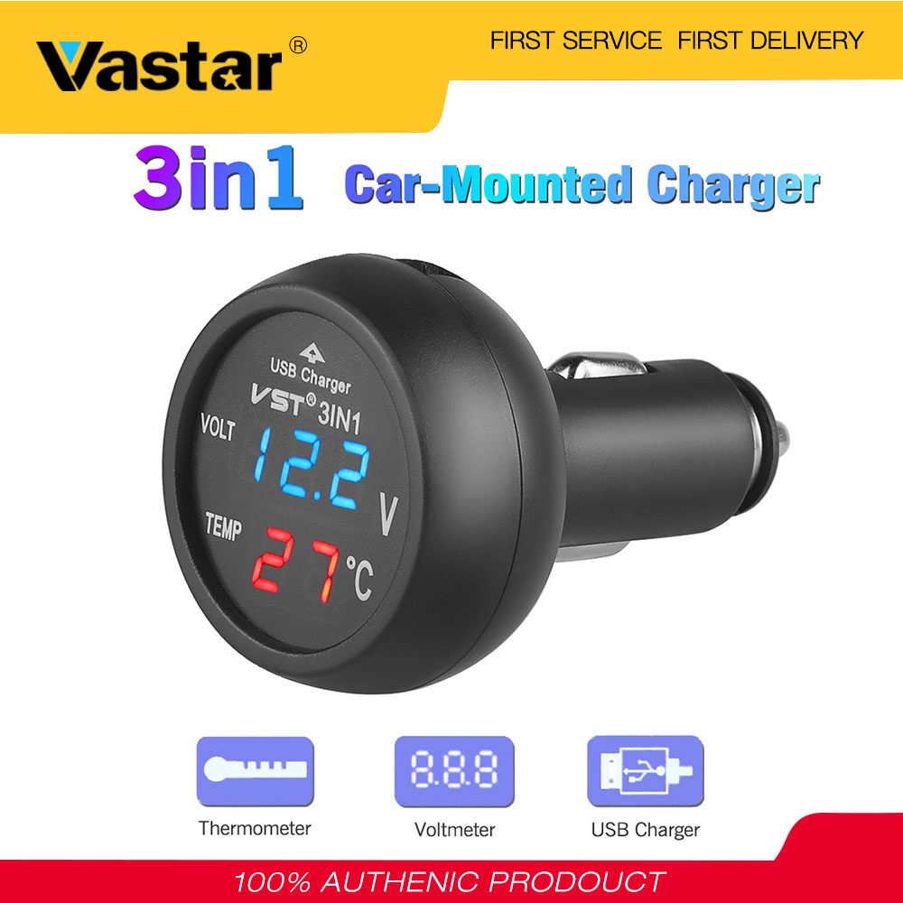 Vastar Car LED Voltmeter Digital Car Battery Monitor Car Mounted