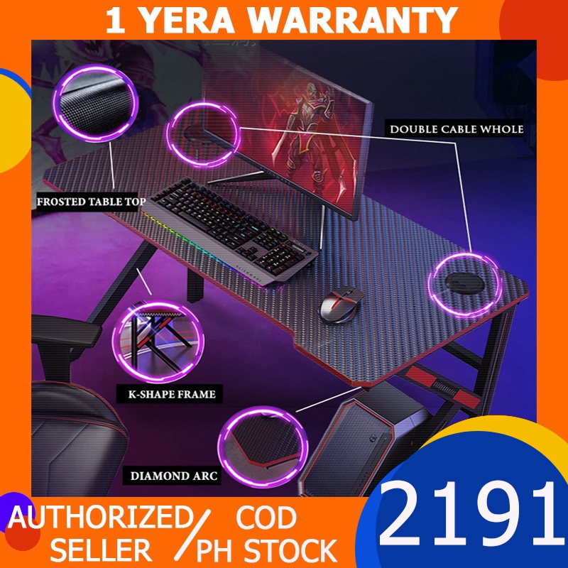 Esports Table Gaming Chair RGB Desktop Computer Desk Carbon Matt