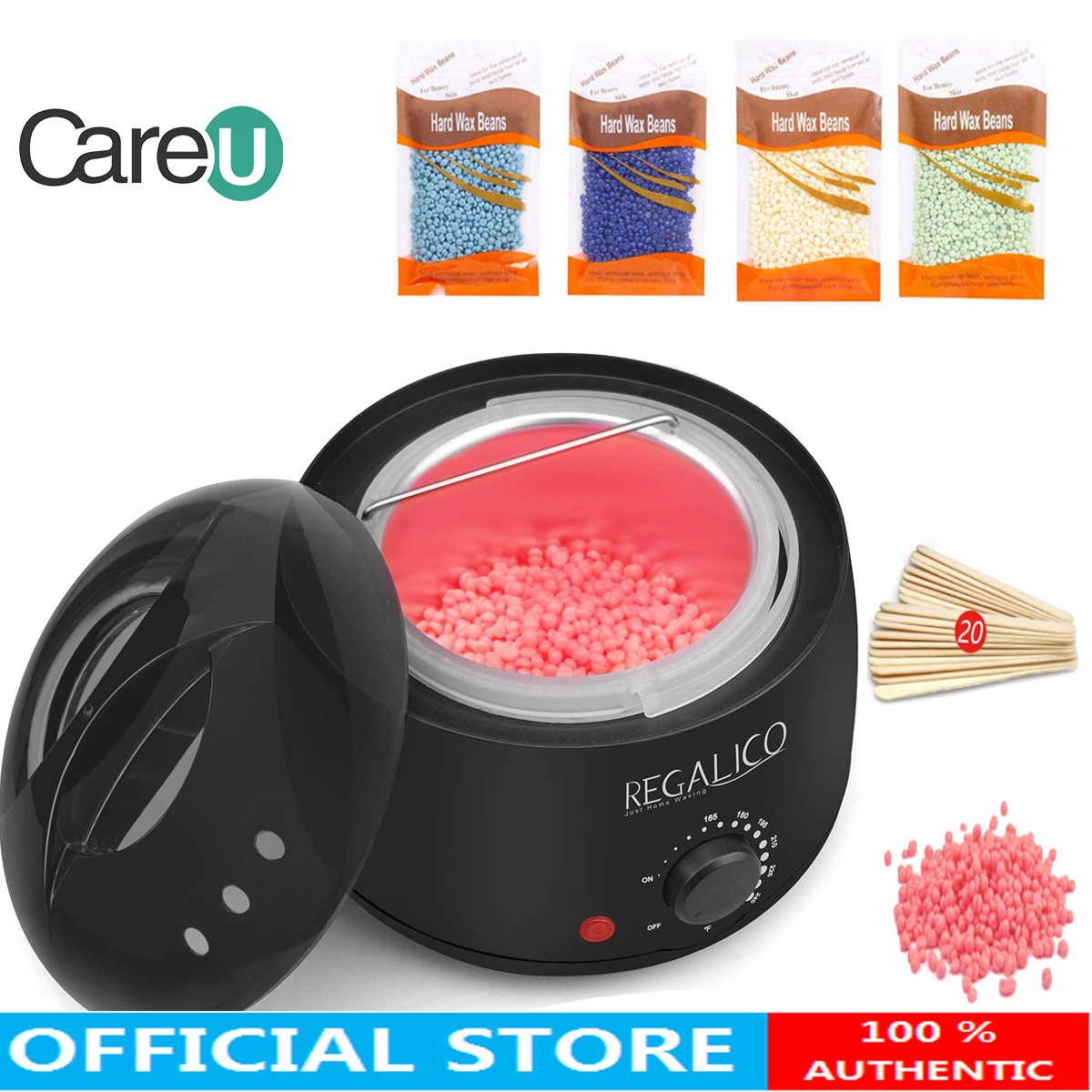 Waxing Kit Wax Warmer Wax Beads Heater Hair Removal with 400g Hard Wax Beans 20 Strips for women