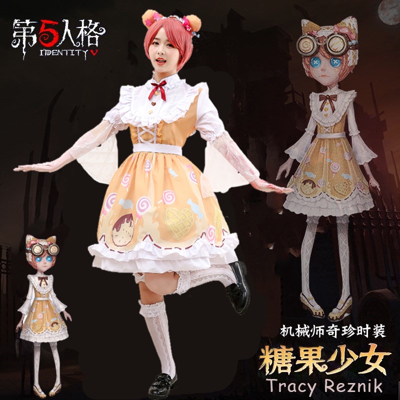 Identity V Candy Girl Cosplay Tracy Reznik Costume Mechanic Cos Wig