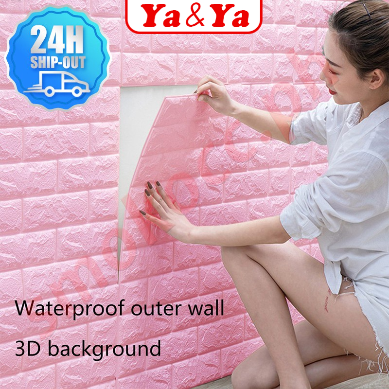 Ya&Ya DIY Self Adhensive 3D Brick Wall Stickers Waterproof Wallpaper