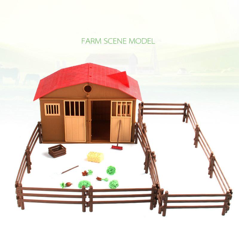 25pcs/set Simulation Farm Ranch House Animal and Plant Fence DIY Fight