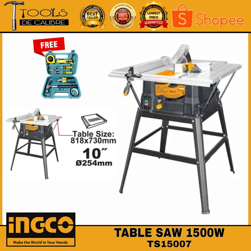 INGCO Table Saw 1500W TS15007 with FREE TOOLSET Shopee Philippines