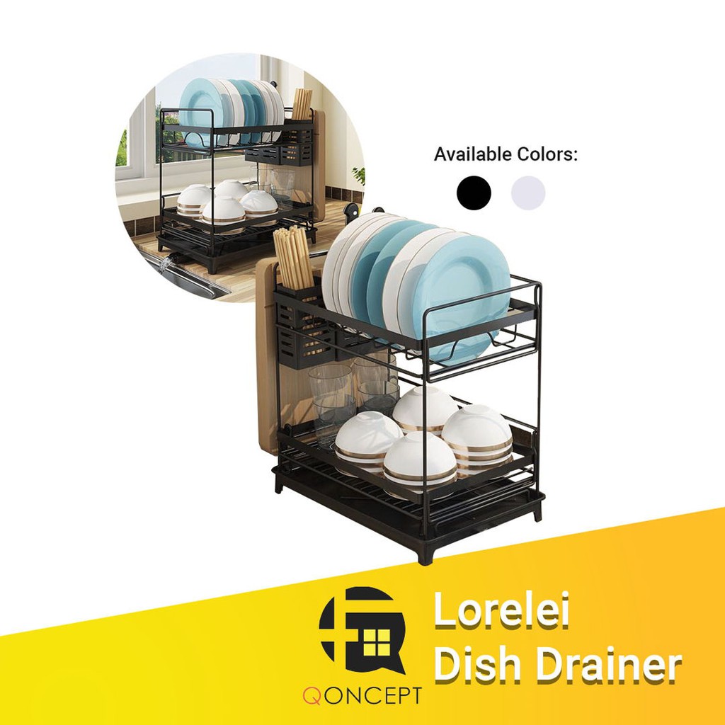 Qoncept Furniture LORELEI Dish Drainer Home Kitchen Organizer Rack