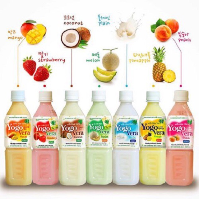 Wang Yogovera Aloe Drink Melon/Peach/Pineapple/Strawberry Flavor 500ml