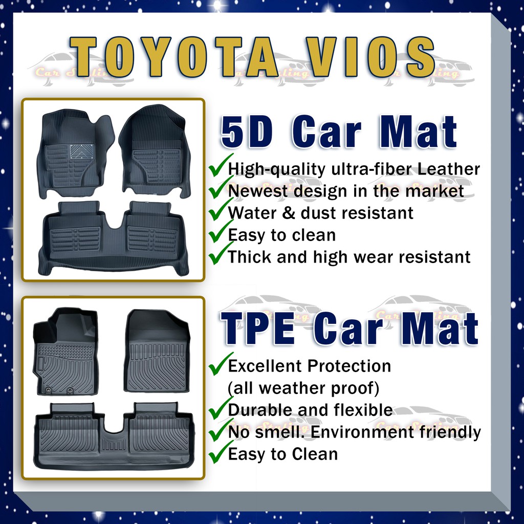 Toyota Vios Premium Floor Liner Deep Dish Matting Car Matting Shopee Philippines