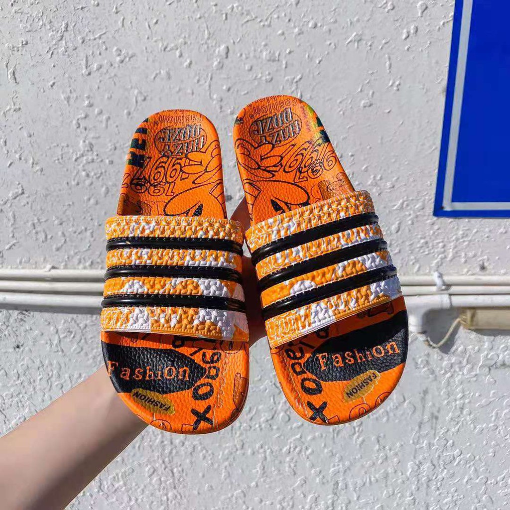 Adidas Slippers Graffiti Flip-Flops For Men And Women（Add 1 Size） | Shopee Philippines