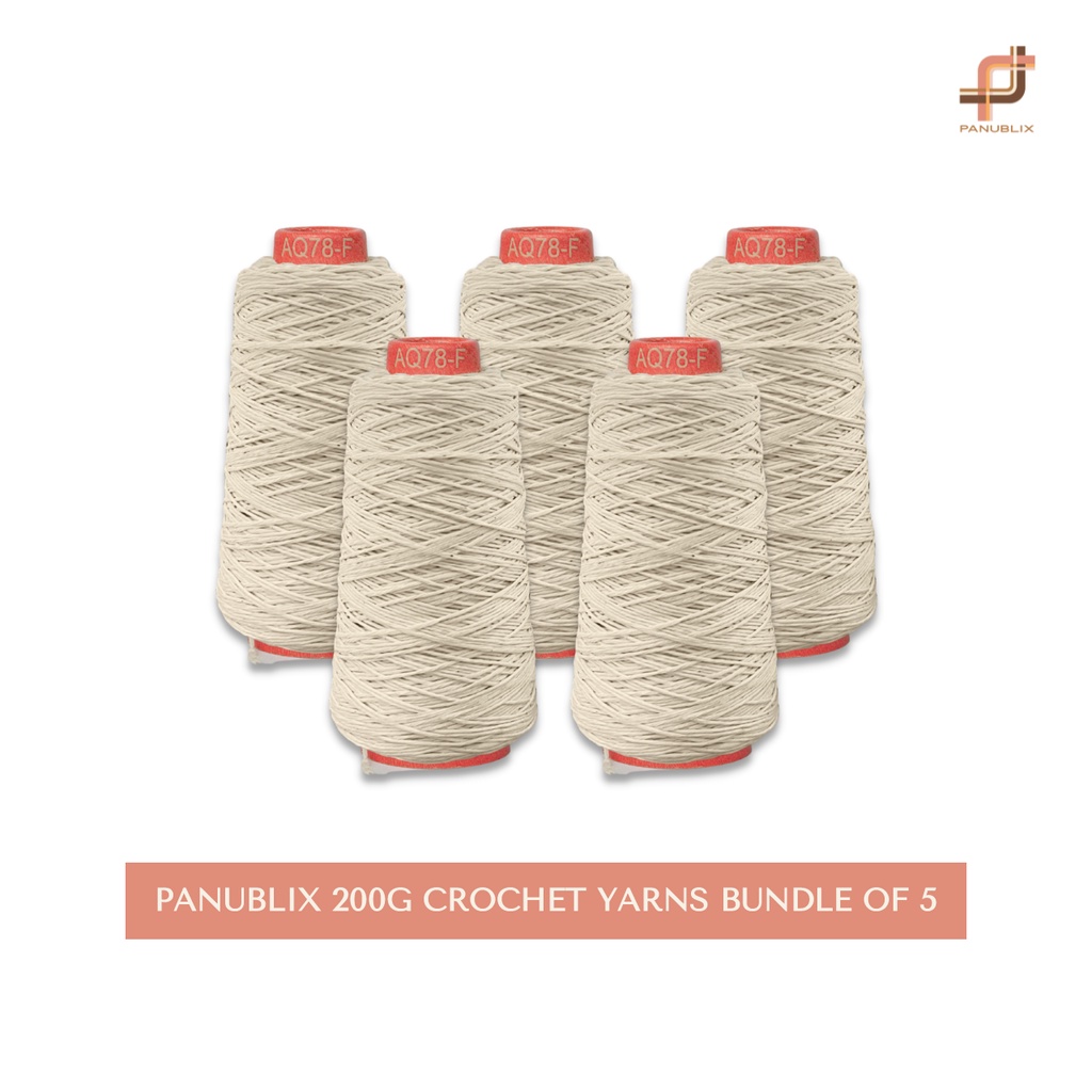 Panublix Bundle of 5 Philippine Undyed Cotton Crochet Yarn 200g