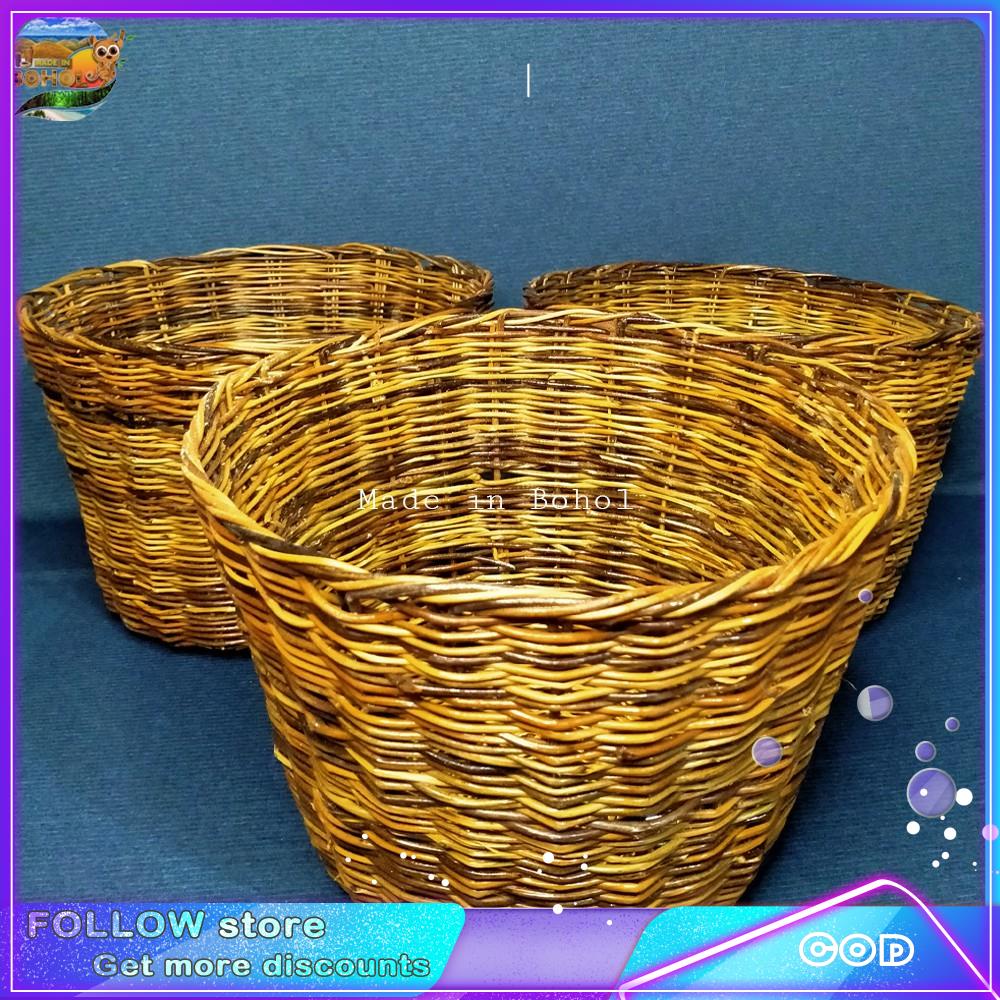10x7" Nito Waste Hamper Planter Trash Bin Multipurpose Basket Woven