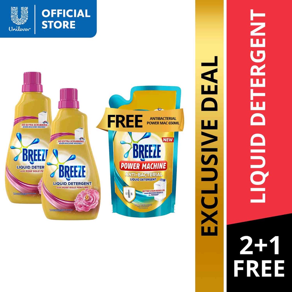 Breeze Liquid Detergent with Rose Gold Perfume 980ml 2x + FREE Breeze
