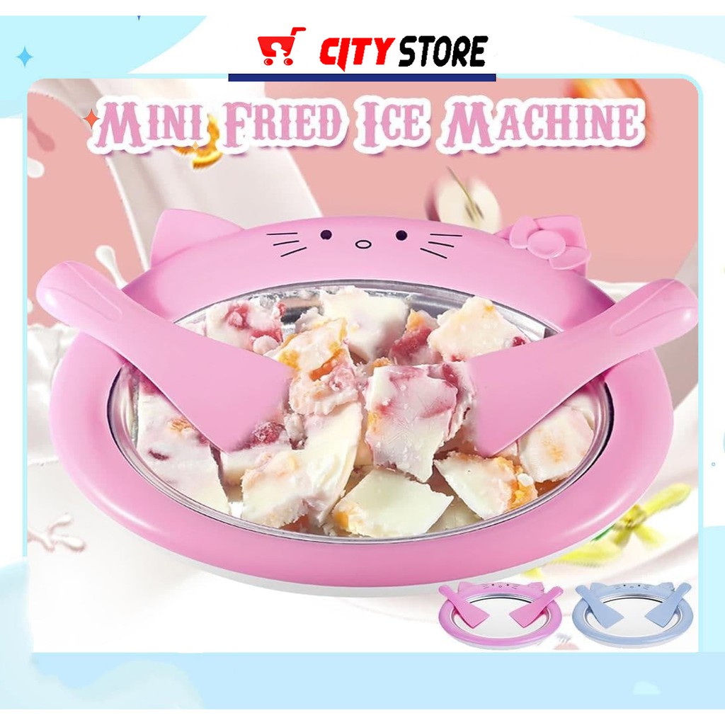 Mini Ice Cream Maker Yogurt Fruit Roll Pan Fried Machine with Shovel