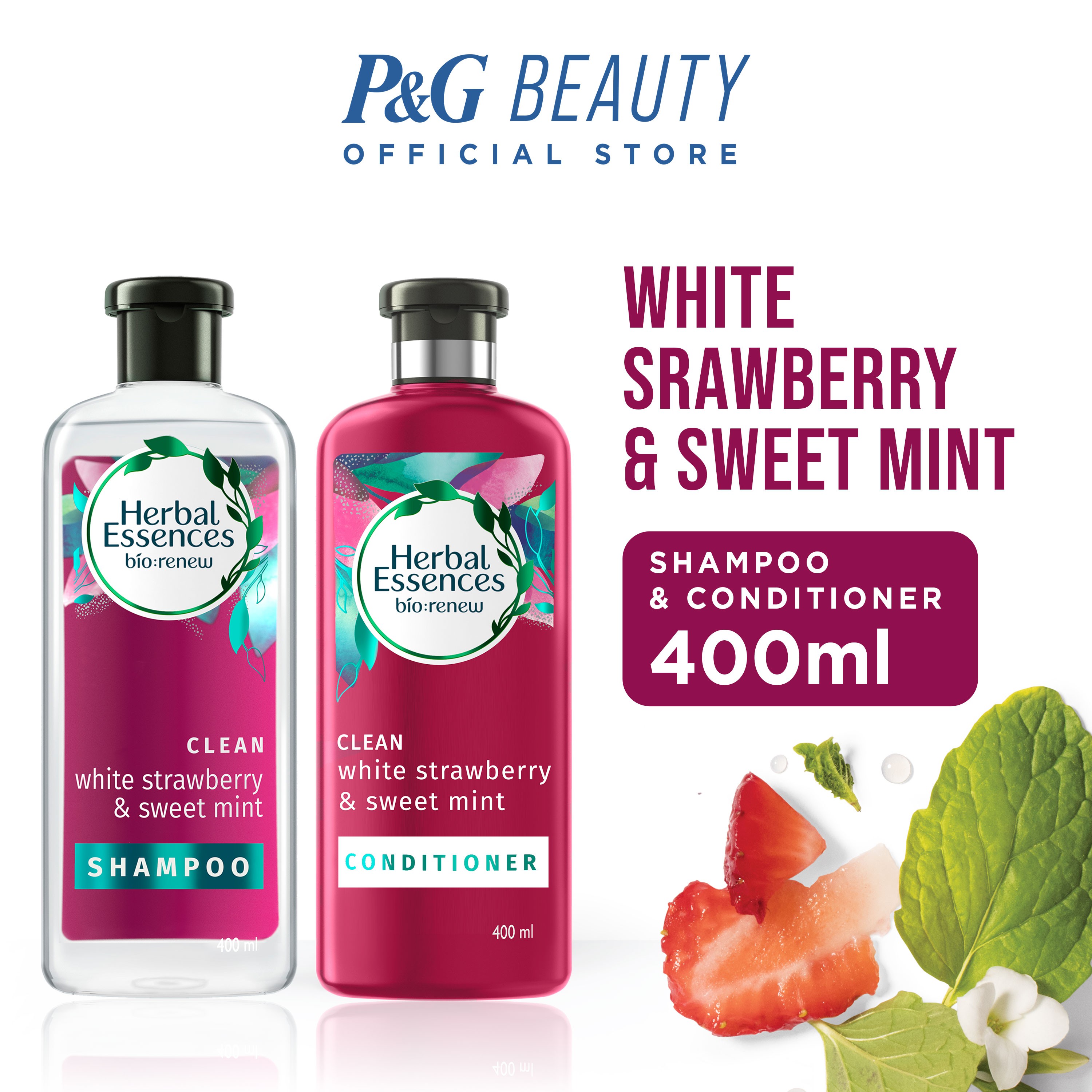 Herbal Essences Clean White Strawberry & Sweet Mint Shampoo + Conditioner 400mL Shopee Philippines