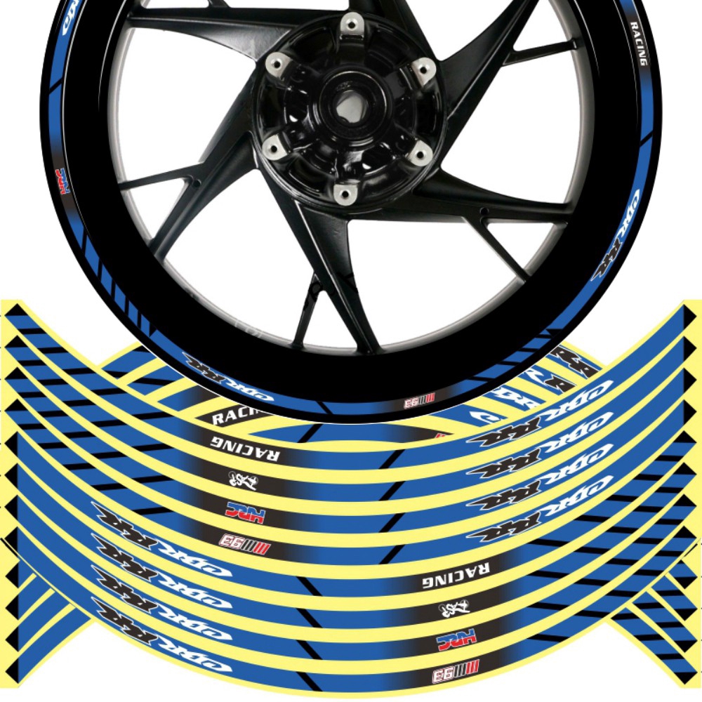 16PCS 17/18 inch Motorcycle Reflective Rim Wheel Decals Wheel hub