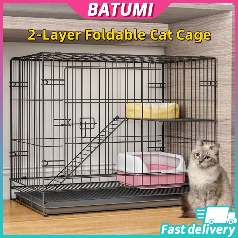Cat Cage Collapsible 2/ 3 layers Cat Cage With Free Poop Tray Pet Cage