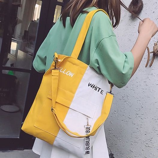 Korean Canvas Bag (Design No.22) Shoulder Crossbody Tote bag With 2