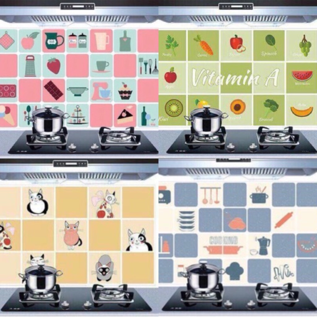 Kitchen Sticker Cartoon PVC Self Adhesive Oil Proof Waterproof Kitchen