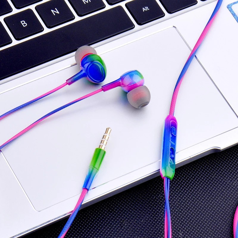 Tiktok Rainbow Color Earphone Gaming Music Bass Surround with Mic Oppo