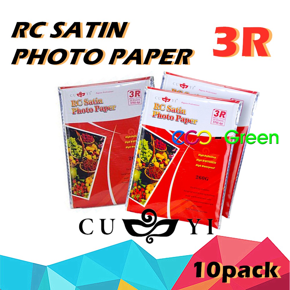10 pack CUYI 3R RC SATIN PHOTO PAPER 260 GSM (20SHEETS) Shopee Philippines