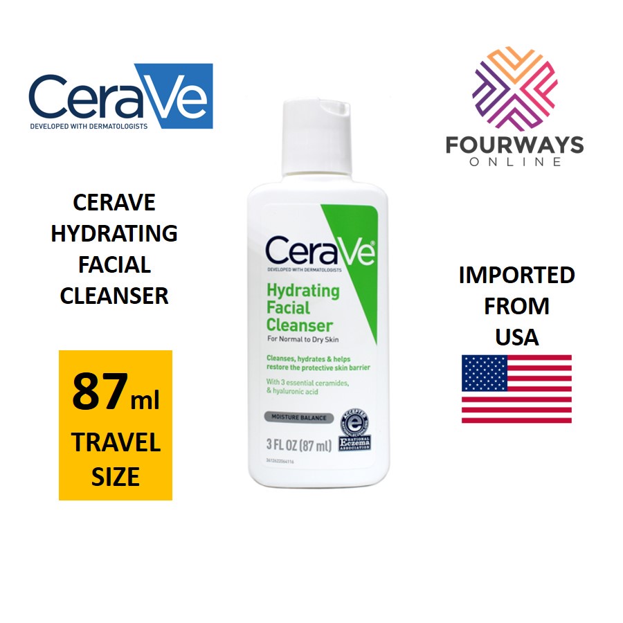 CeraVe Hydrating Facial Cleanser 87ml Travel Size / Trial Size Shopee