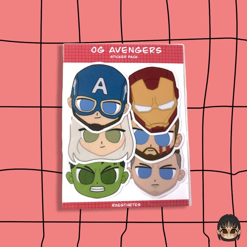 Marvel OG 6 Avengers Sticker Pack Matte Waterproof Vinyl Stickers