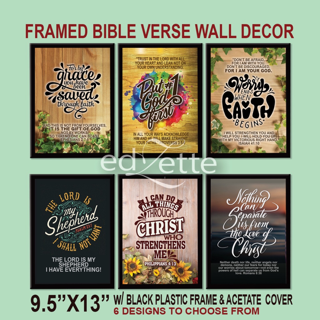BIBLE VERSE WALL DECOR (9.5x13 w/ FRAME) Inspirational quotes