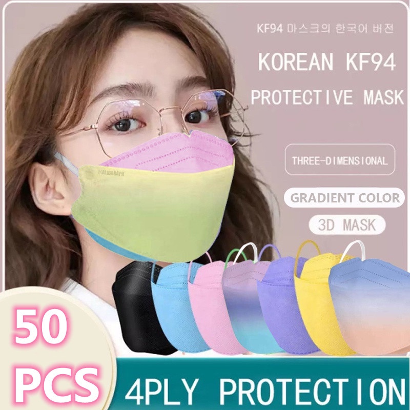 50PCS KF94 Face Mask Washable KF94 Mask 4Layer NonWoven Protective