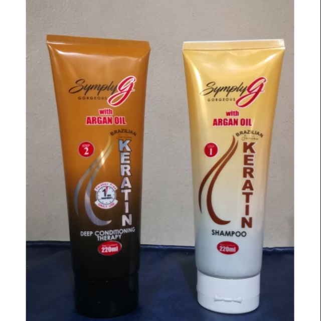 Simply g keratin shampoo and conditioner with argan oil 220 ml Shopee