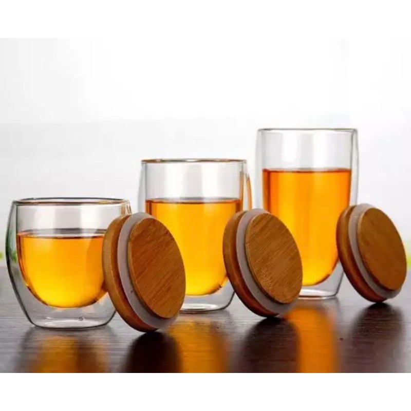 SERI'S HeatResistant Double Wall Insulated Glass Cup (NO HANDLE) Hot