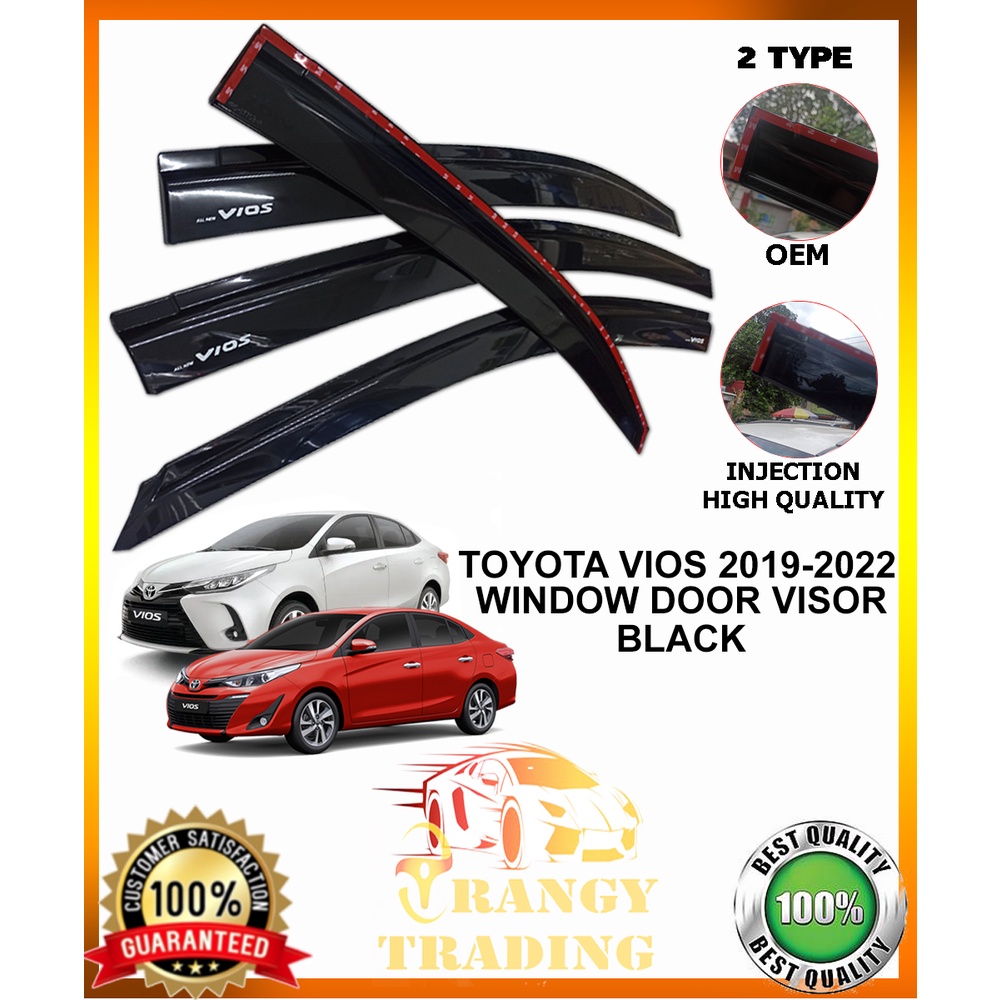 Toyota Vios 2019 to 2023 Window door visor black INJECTION TYPE / OEM TYPE 2020 2021 2022
