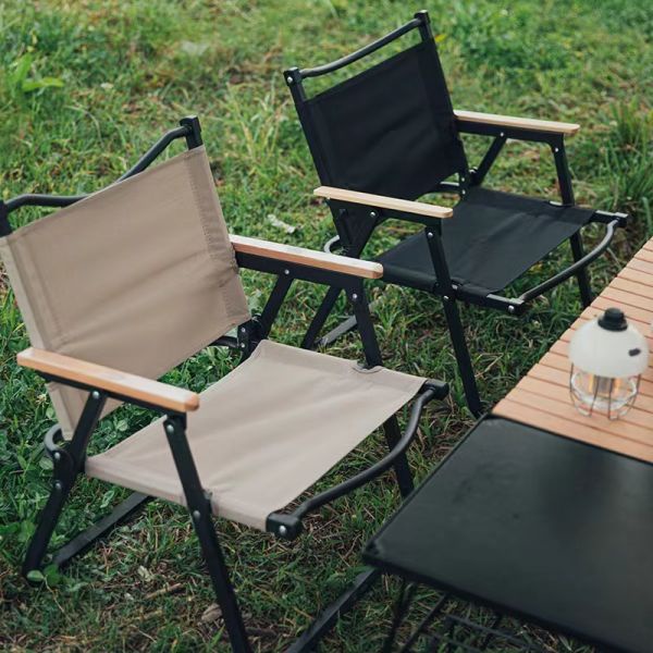 Portable Outdoor Folding Chair Camping Metal Wood Chair Shopee