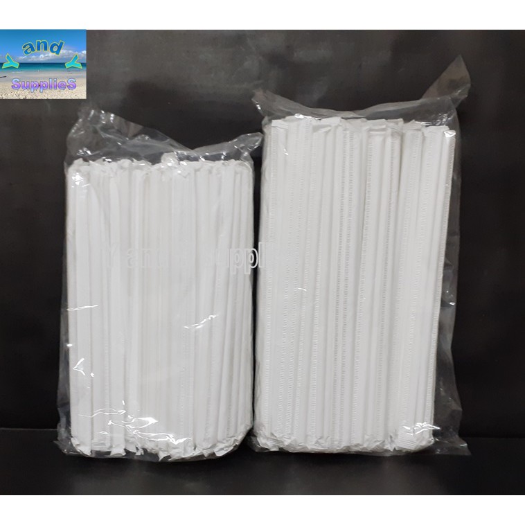 Individually Wrapped Bending Straw, Plastic, White, 21 and 24 cm, 100 Pieces! Shopee Philippines