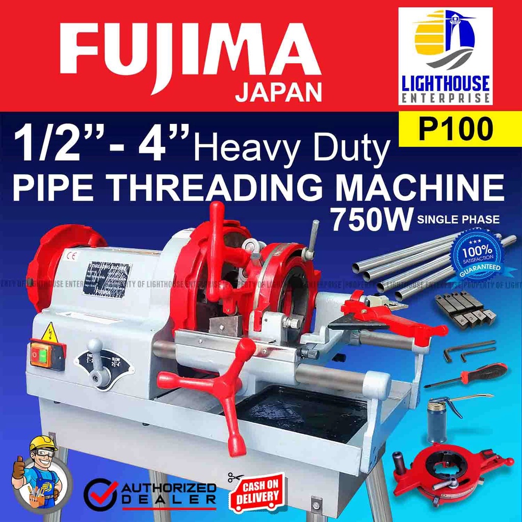 FUJIMA Japan 1/2"4" 750W Industrial Rigid Type Pipe Threading Machine