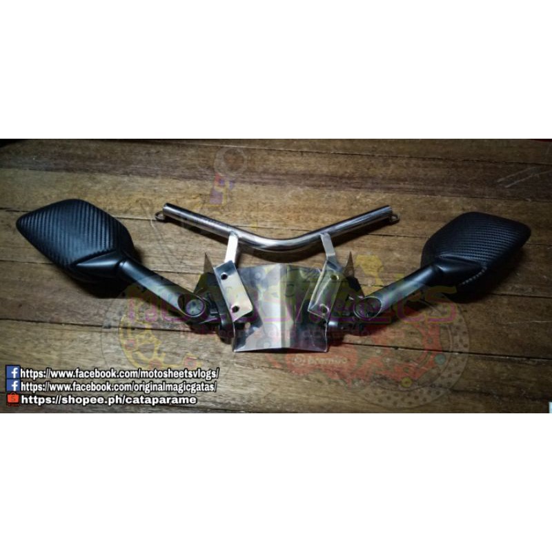 AEROX STAINLESS VISOR/SIDE MIRROR BRACKET WITH SHORT STEM SIDE MIRROR