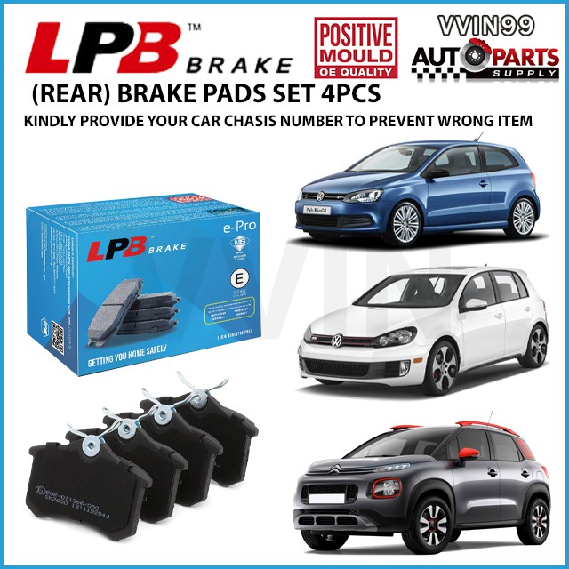 REAR BRAKE PAD Audi A1/A3 1.4 TFSI A4 B5/B6/B7 A6 C5 TT MK1 LPB Semi