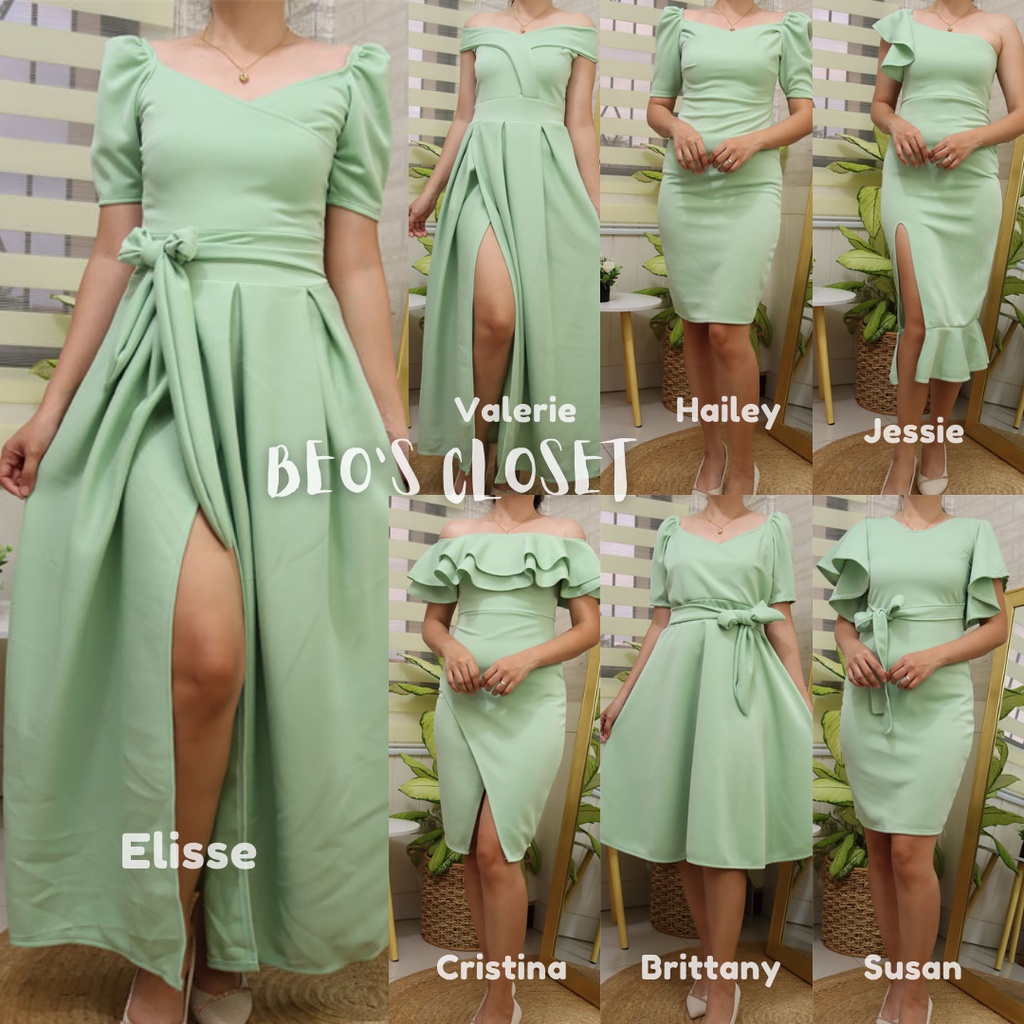 SAGE GREEN/ MINT GREEN NEOPRENE DRESS / GOWN Shopee Philippines
