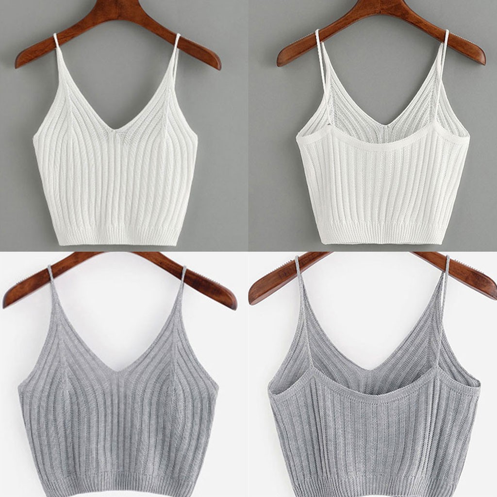 Women's Summer Basic Strappy Sleeveless Racerback Crop Top Shopee