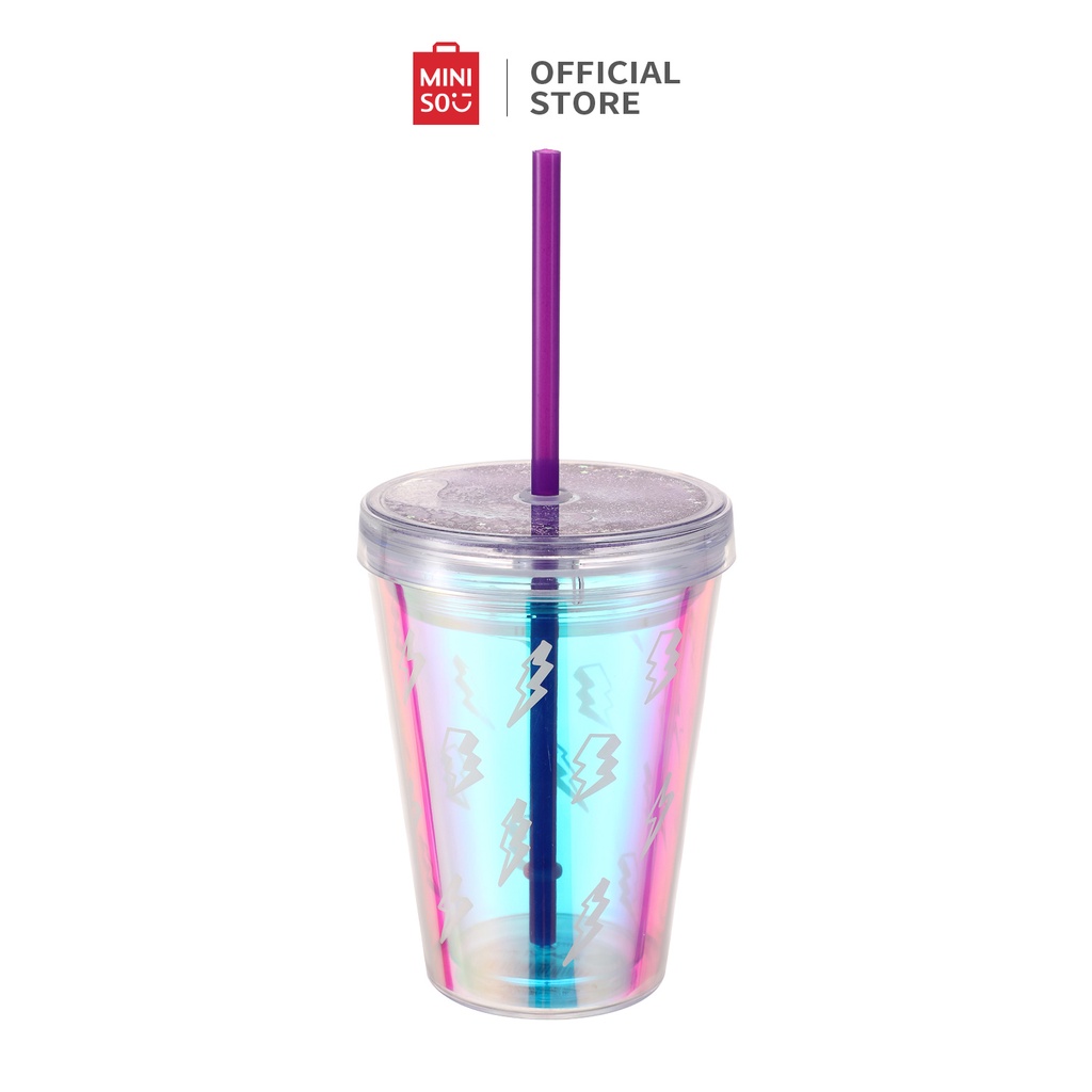 Miniso Drinking Bottle Tumbler Straws 350ml Coffee Cup Plastic Glass