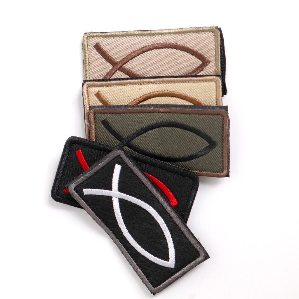 TMart Jesus Fish Patch Embroidered Morale Applique Fastener Hook & Loop Emblem Velcro type