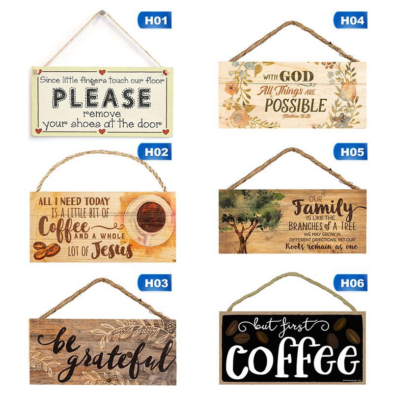 Vintage Wooden Wall Decor Hanging Sign Board Coffee Plaques Home Decor