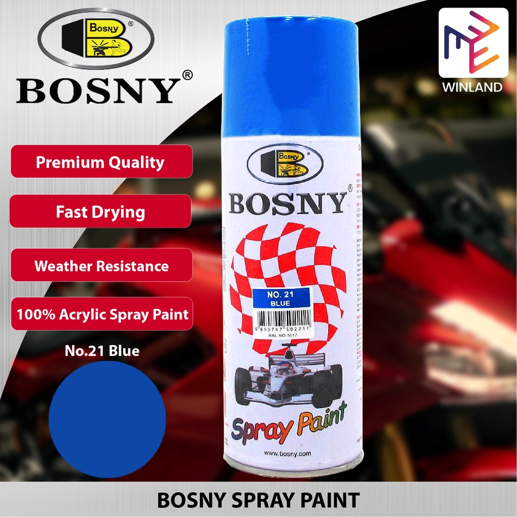 Bosny 100 Acrylic Spray Paint Blue No.21 Spraypaint *WINLAND* Shopee