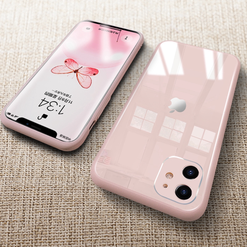 Newest Liquid Silicone Frame + Tempered Glass Back Cover iPhone 11 Pro